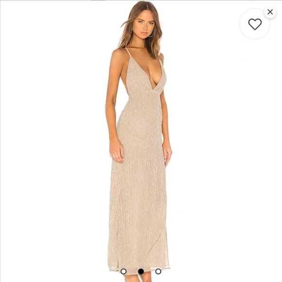 Superdown Hailee High Slit Maxi Dress in Champagne - XS - Picture 3 of 12